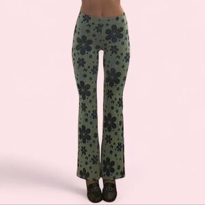 Urban Outfitters Green Floral Boot Cut Pants